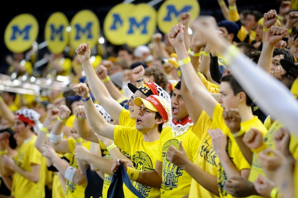 Michigan fans sing the fight song during a taping of ESPN's College Game Day at Crisler Arena on Saturday morning. Melanie Maxwell I AnnArbor.com